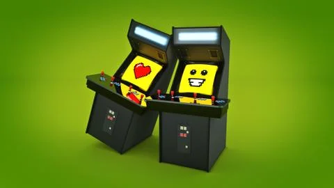 Vintage arcade game machine concept love. Stock Illustration