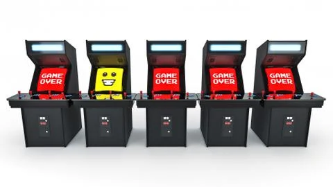 Vintage arcade game machine concept game over. Stock Illustration