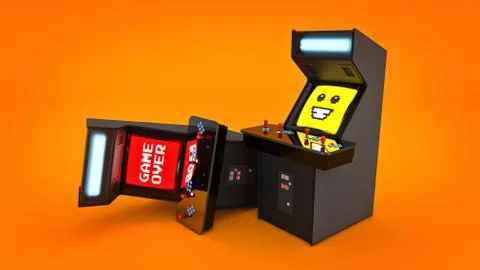 Vintage arcade game machine concept game over. Stock Illustration