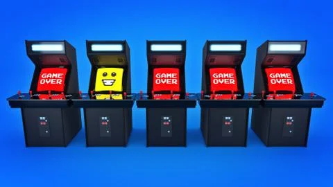 Vintage arcade game machine concept game over. Stock Illustration
