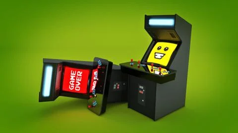 Vintage arcade game machine concept game over. Stock Illustration
