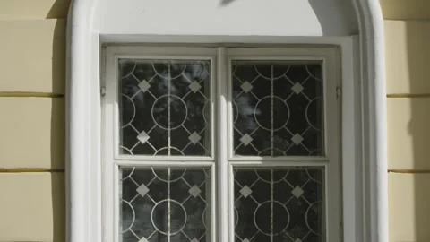 Vintage Arched Window on Historical Building Facade Stock Footage 337833342