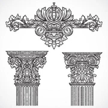 Vintage architectural details design elements. Stock Illustration