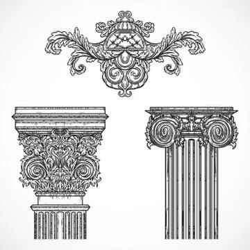 Vintage architectural details design elements. Stock Illustration
