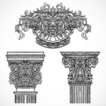 Vintage architectural details design elements. Stock Illustration