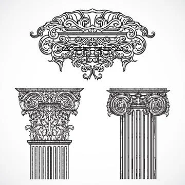 Vintage architectural details design elements Stock Illustration