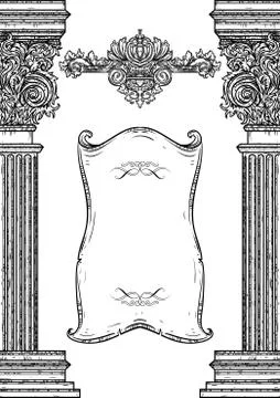 Vintage architectural details design elements Stock Illustration