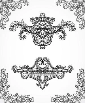 Vintage architectural details design elements. Illustrazione stock
