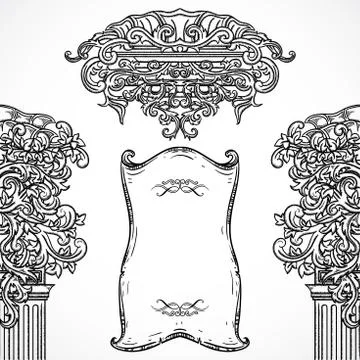 Vintage architectural details design elements. Stock Illustration