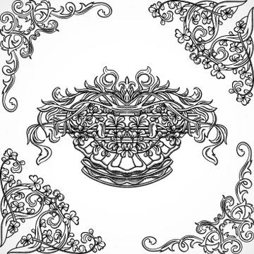 Vintage architectural details design elements. Stock Illustration