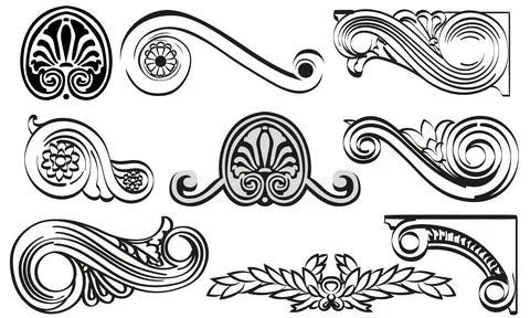 Vintage architectural details design elements. Antique baroque classic style Stock Illustration