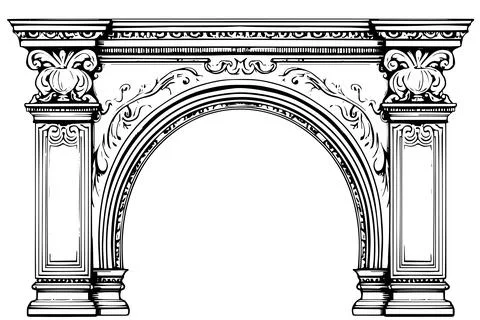 Vintage Architectural Frames: Baroque and Gothic Arch Designs in Detailed Vector Illustrazione stock