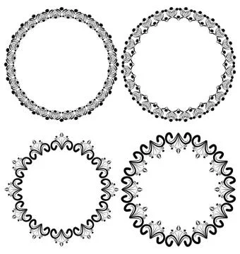 Vintage art deco circle frames in white and black Stock Illustration