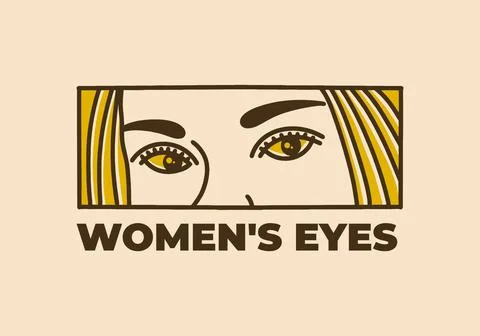 Vintage art illustration of women's eyes Stock Illustration