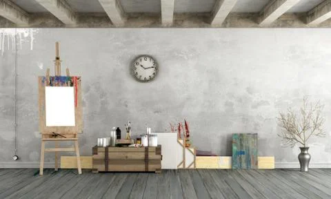 Vintage art studio Illustrazione stock