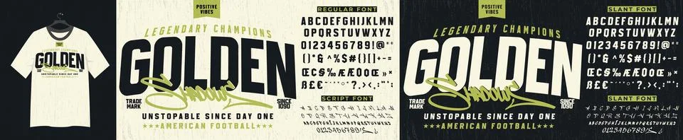 Vintage Athletic Vector Font Set Bold Varsity Script Sports Alphabet Stock Illustration