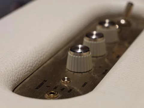 Vintage Audio Amplifier Control Panel Close-Up 库存照片