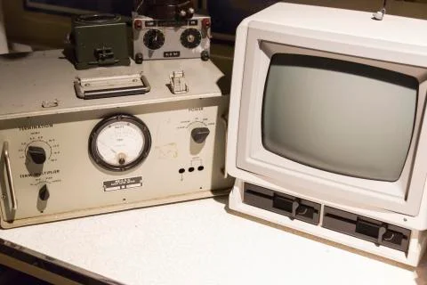 Vintage Audio Components and Computer Monitor Abstract. Stock Photos