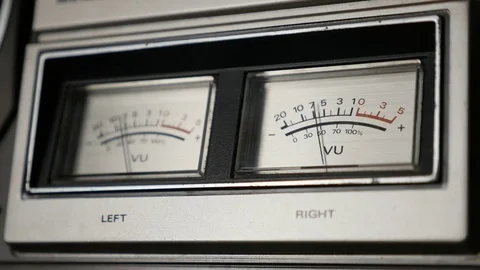 Vintage audio device analog VU meter slow motion Video stock 81870923