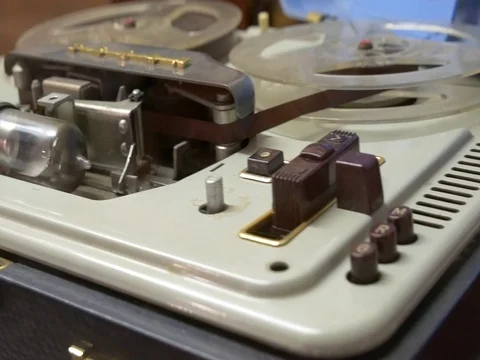 Vintage audio equipment. Tape recorder. Stock Footage