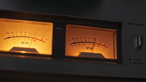 Vintage Audio Panel: Active VU Meter Display Stock Footage 296103266