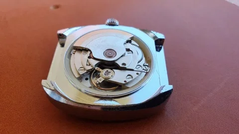 Vintage automatic mechanical watch movement running. Stock Footage 253889099