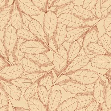 Vintage autumn leaf seamless pattern. Tree leaves backdrop. Autumn floral wal イラスト素材