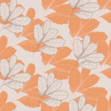 Vintage autumn leaf seamless pattern on light background. Tree leaves backdro イラスト素材