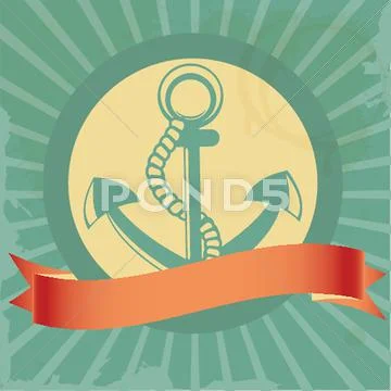 Vintage background with anchor Stock Illustration
