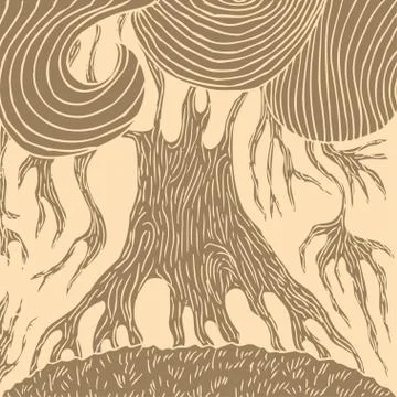 Vintage background with ancient tree, brown old wood Stock Illustration