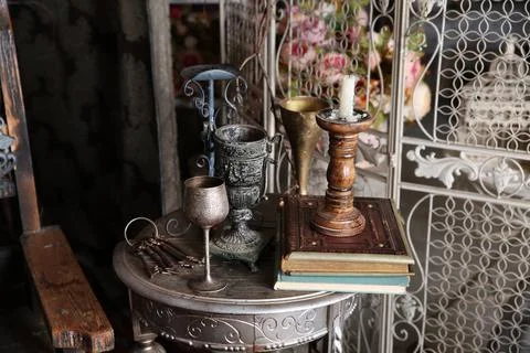 Vintage background, a combination of styles from different times and directio Stock Photos