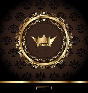 Vintage background with decorative frame and crown Illustrazione stock