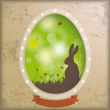 Vintage background egg hole rabbit イラスト素材