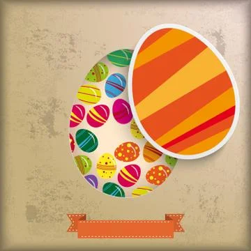 Vintage background eggs in hole Stock Illustration