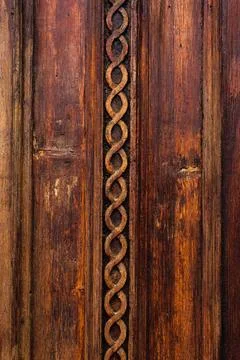 Vintage background. Elements of an old carved wooden door decorated with v... Stock Photos