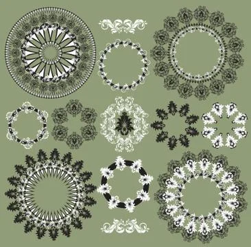 Vintage background elements with ornate elegant retro abstract circular flora 스톡 일러스트