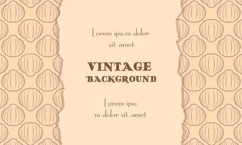 A vintage background featuring delicate seashells against a textured kraft .. Stock Illustration