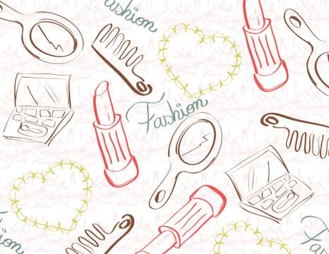 Vintage background with make up objects Stock Illustration
