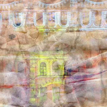 Vintage background with old architecture Stock Illustration