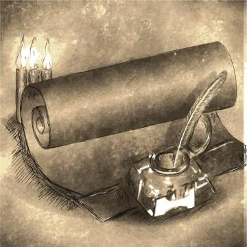 Vintage background with pen Stock Illustration
