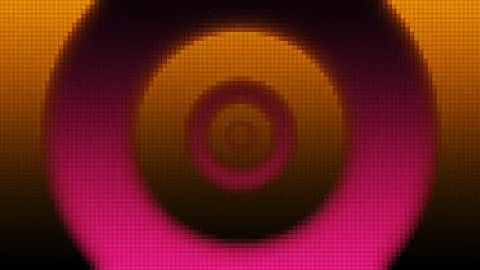 Vintage Background Primitive Pixel Art, Orange Circles Tunnel At Pink Background Stock Footage 157361049