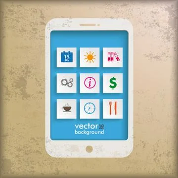 Vintage background smarthone apps Stock Illustration