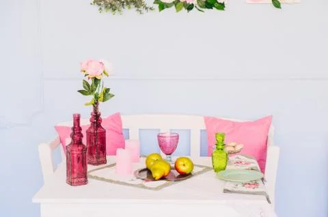 Vintage background with table Stock Photos