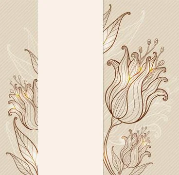 Vintage background with tulips Stock Illustration
