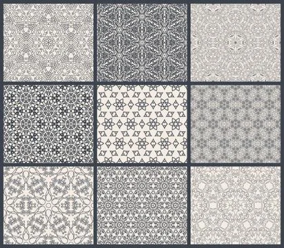 Vintage backgrounds seamless pattern set Stock Illustration