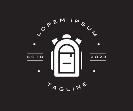 Vintage Backpack Logo Vector Template Stock Illustration