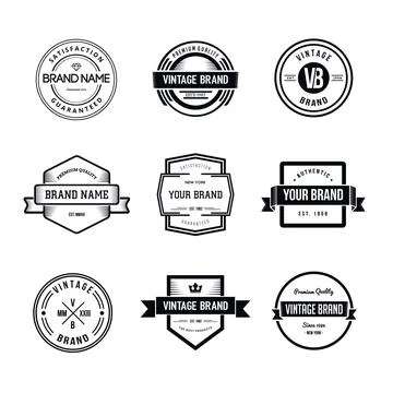 Vintage Badges Logo Template Vector Set Stock Illustration
