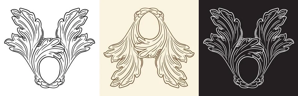 Vintage baroque elements and frame vector illustration 스톡 일러스트