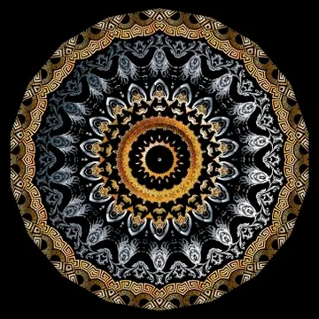 Vintage Baroque mandala pattern. Vector ornamental greek floral background. P 스톡 일러스트