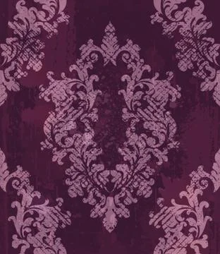 Vintage baroque pattern background Vector. Rich imperial decors on grunge tex Stock Illustration